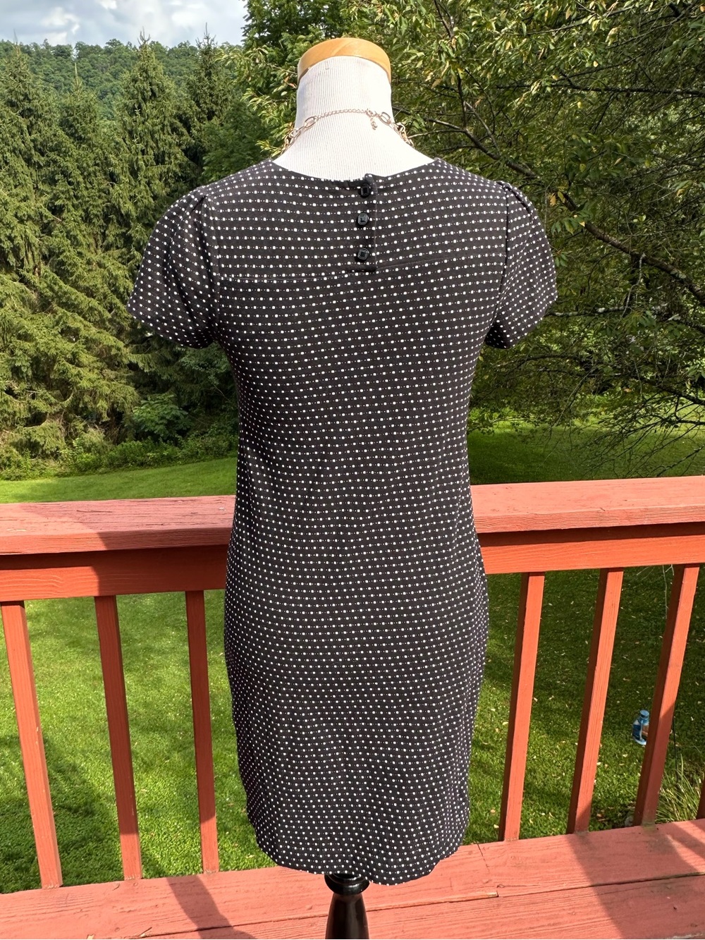 Maeve Anthropologie Black Polka Dot Mini Shift Dress - Picture 4 of 6